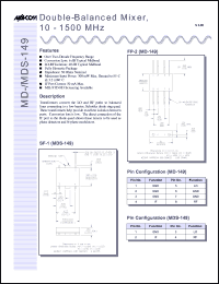 MD-149PIN datasheet: 10-1500 MHz,  double-balanced mixer MD-149PIN