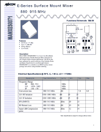 MAMXES0071 datasheet: 880-915 MHz, surface mount mixer MAMXES0071