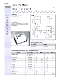 MAMXES0080 datasheet: 1850-1910 MHz, high IP3 mixer MAMXES0080