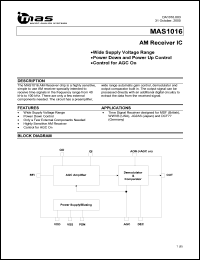 MAS1016ATB1 datasheet: AM receiver IC. MAS1016ATB1