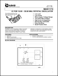 MAS1173ASAA datasheet: IC for 10.00 - 20.00 MHz crystal oscillator MAS1173ASAA