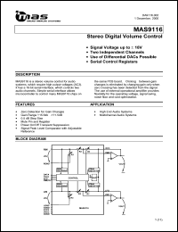 MAS9116ASBA-T datasheet: Stereo digital volume control MAS9116ASBA-T