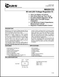 MAS9123AST6-T datasheet: 80 mA LDO voltage regulator IC. 3.0V MAS9123AST6-T
