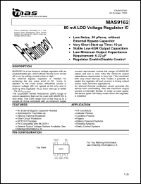 MAS9162AST1-T datasheet: 80 mA LDO voltage regulator IC. 3.3 V. MAS9162AST1-T