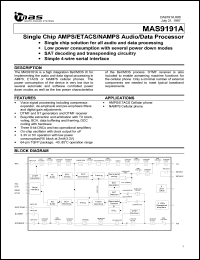 MAS9191AJ-T datasheet: Single chip AMPS/ETACS/NAMPS audio/data processor MAS9191AJ-T