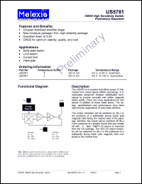 US5781E datasheet: CMOS high sensitivity switch US5781E