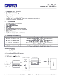 MLX32001EE-SO16WREEL datasheet: Universal PSTN line interface MLX32001EE-SO16WREEL