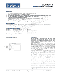 MLX90111 datasheet: 128-bit read write transponder MLX90111