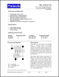 MLX90215E datasheet: Precision programmable linear hall effect sensor MLX90215E