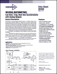 MX205QC datasheet: Low cost, 5.0g, dual axis accelerometer with analog outputs. MX205QC