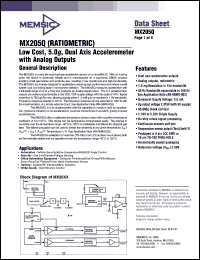 MX205QL datasheet: Low cost, 5.0g, dual axis accelerometer with analog outputs. MX205QL