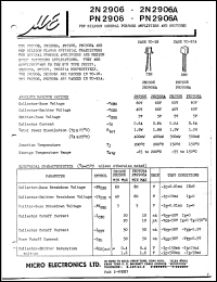 2N2906A datasheet: 400mW PNP silicon general purpose amplifier 2N2906A