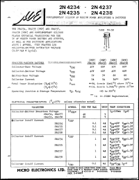 2N4234 datasheet: PNP complementary silicon AF medium power transistor 2N4234