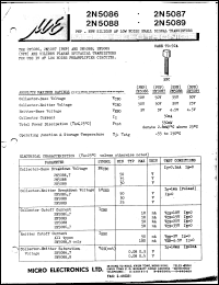 2N5086 datasheet: 350mW PNP silicon AF low noise small signal transistor 2N5086