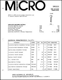 2N5232 datasheet: 330mW NPN silicon transistor 2N5232