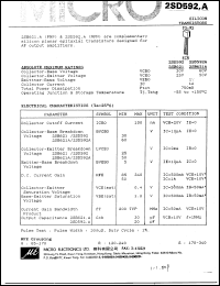 2SD592A datasheet: 750mW NPN silicon planar epitaxial transistor 2SD592A