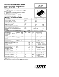 BF721 datasheet: PNP silicon  planar high voltage transistor BF721