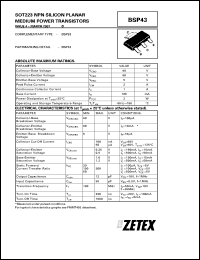 BSP43 datasheet: NPN silicon  planar medium power transistor BSP43