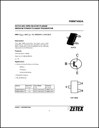 FMMT493ATA datasheet: NPN silicon planar medium power transistor FMMT493ATA
