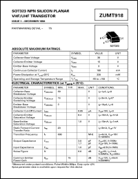 ZUMT918 datasheet: NPN silicon planar VHF/UHF transistor ZUMT918