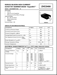 ZHCS400 datasheet: Silicon high current schottky barrier diode ZHCS400