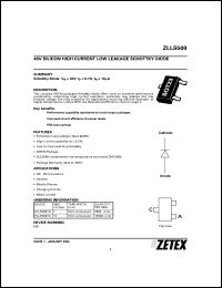 ZLLS500TC datasheet: 40 V,Silicon high current low leakage schottky diode ZLLS500TC