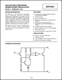 ZHT2431C02 datasheet: High temperature adjustable precision zener shunt regulator ZHT2431C02