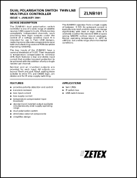 ZLNB101 datasheet: Dual polarisation switch twin LNB multiplex controller ZLNB101