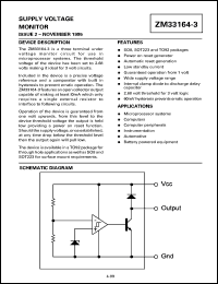 ZM331643C datasheet: Supply voltage monitor ZM331643C