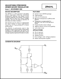 ZR431LF02 datasheet: Adjustable precision zener shunt regulator ZR431LF02