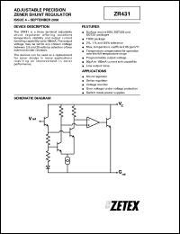 ZR431N801 datasheet: Adjustable precision zener shunt regulator ZR431N801