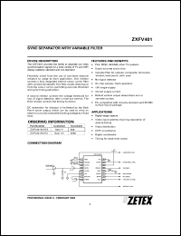 ZXFV401N16TA datasheet: Sync separator with variable filter ZXFV401N16TA