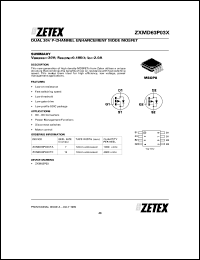 ZXMD63P03XTA datasheet: Dual 30 V P-channel enhancement mode mosfet ZXMD63P03XTA