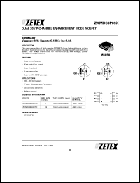 ZXMD63P03XTC datasheet: Dual 30 V P-channel enhancement mode mosfet ZXMD63P03XTC