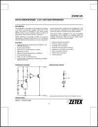 ZXRE125ER datasheet: Micropower 1.22 V voltage reference ZXRE125ER
