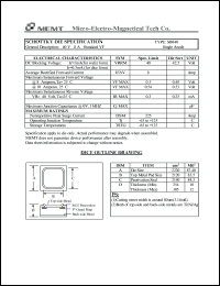 SB840 datasheet: 40 V, Schottky die SB840