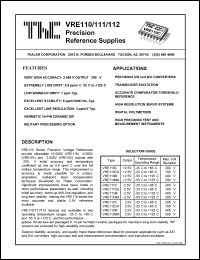 VRE112CA datasheet: Precision reference supply VRE112CA