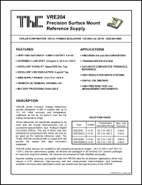 VRE204C datasheet: Precision surface mount reference supply VRE204C