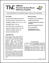 VRE210CA datasheet: Precision surface mount reference supply VRE210CA