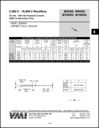 M25SG datasheet: 2500 V rectifier 10-100 mA forward current, 3000 ns recovery time M25SG