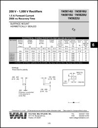 1N5618U datasheet: 600 V rectifier 1.5 A forward current, 2000 ns recovery time 1N5618U