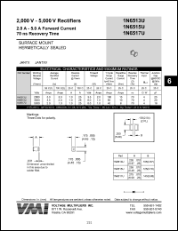 1N6513U datasheet: 2000 V rectifier 2-5 A forward current, 70 ns recovery time 1N6513U