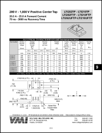 LTI206TP datasheet: 600 V positive center tap 20-25 A forward current, 3000 ns recovery time LTI206TP
