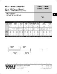 Z06SG datasheet: 600 V rectifier 3-5 A forward current, 3000 ns recovery time Z06SG
