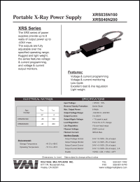 XRS035N100 datasheet: 100 mA Portable X-Ray power supply XRS035N100