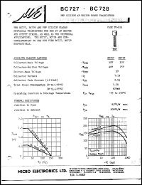 BC727 datasheet: 625mW PNP AF medium power transistor BC727