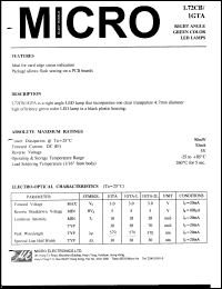 L72CB1GTA datasheet: 90mW right angle green color led lamp L72CB1GTA