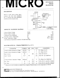 MEL79 datasheet: 5V NPN silicon photo transistor MEL79