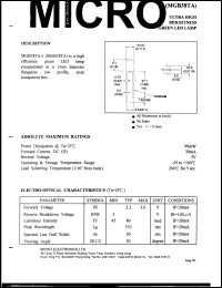 MGB38TA-1 datasheet: 90mW, 5V - 3mm flangeless led lamp MGB38TA-1