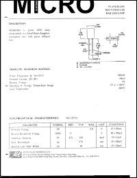 MGB64DH datasheet: 100mW, 5V - flangeless rectangular bar led lamp MGB64DH